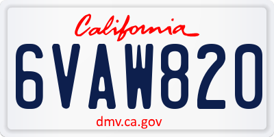 CA license plate 6VAW820
