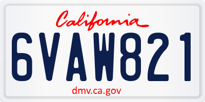 CA license plate 6VAW821