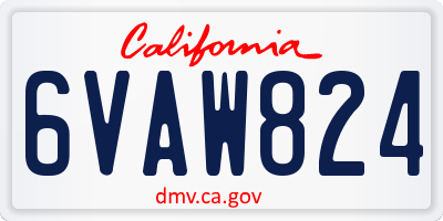 CA license plate 6VAW824
