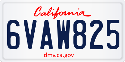 CA license plate 6VAW825