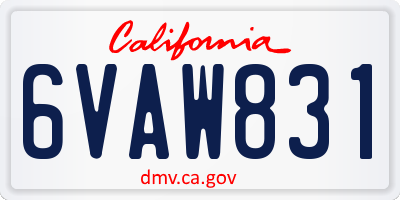 CA license plate 6VAW831