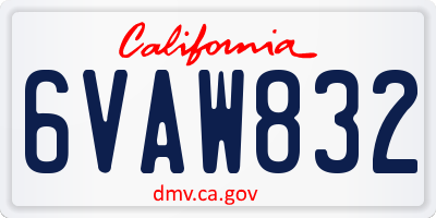CA license plate 6VAW832