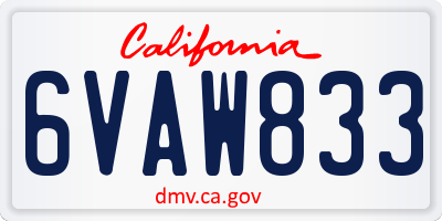 CA license plate 6VAW833