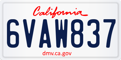 CA license plate 6VAW837
