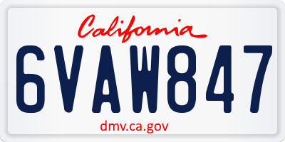 CA license plate 6VAW847