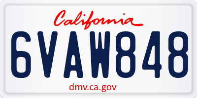 CA license plate 6VAW848