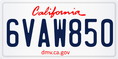 CA license plate 6VAW850