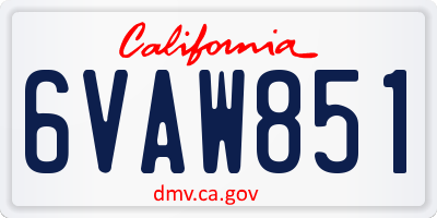CA license plate 6VAW851