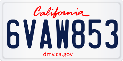 CA license plate 6VAW853