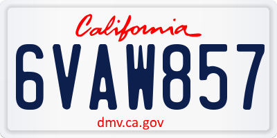CA license plate 6VAW857