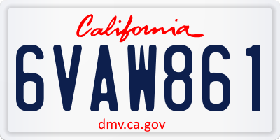 CA license plate 6VAW861