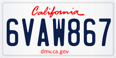CA license plate 6VAW867