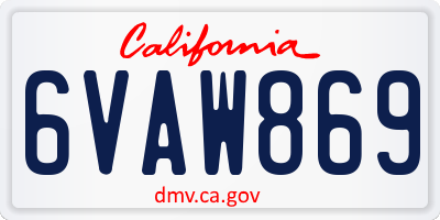 CA license plate 6VAW869