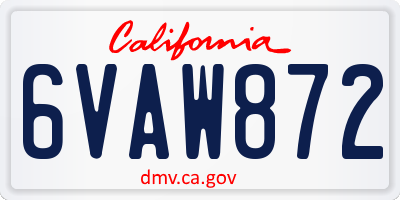 CA license plate 6VAW872