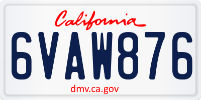 CA license plate 6VAW876