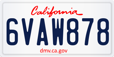 CA license plate 6VAW878