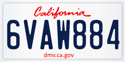 CA license plate 6VAW884