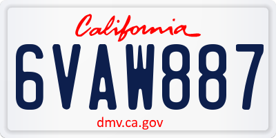 CA license plate 6VAW887