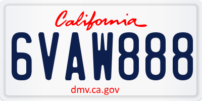 CA license plate 6VAW888