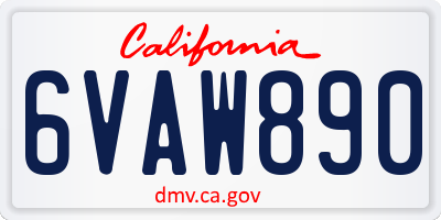 CA license plate 6VAW890