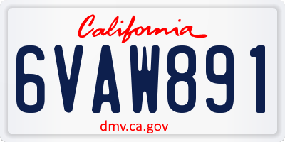 CA license plate 6VAW891