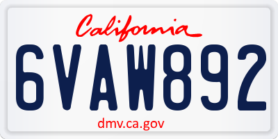 CA license plate 6VAW892