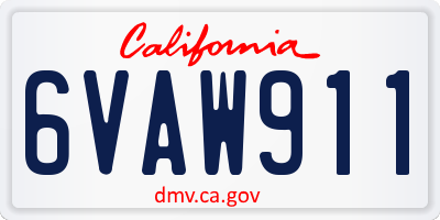 CA license plate 6VAW911