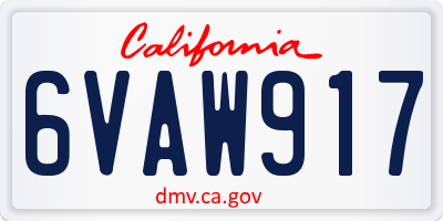 CA license plate 6VAW917