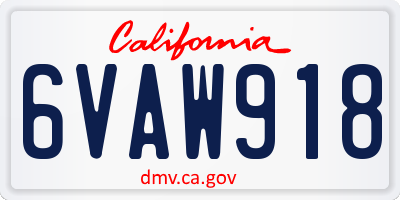 CA license plate 6VAW918