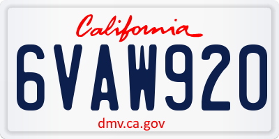 CA license plate 6VAW920
