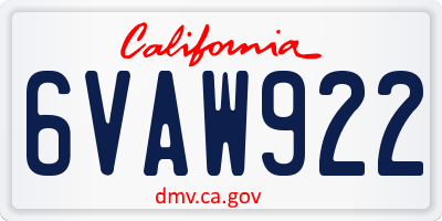 CA license plate 6VAW922