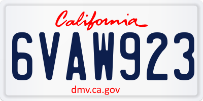 CA license plate 6VAW923