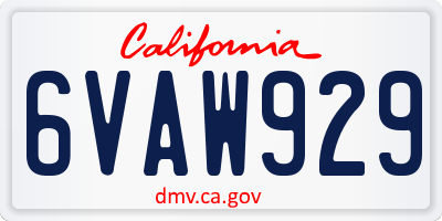 CA license plate 6VAW929