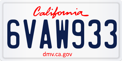 CA license plate 6VAW933