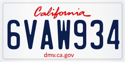 CA license plate 6VAW934