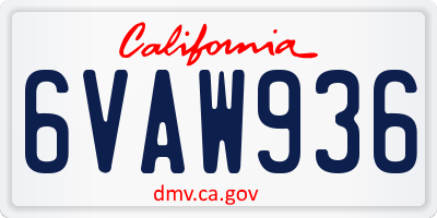 CA license plate 6VAW936