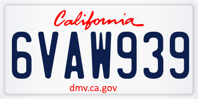 CA license plate 6VAW939