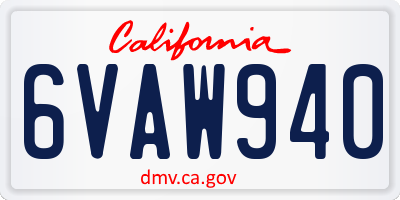 CA license plate 6VAW940