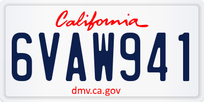 CA license plate 6VAW941