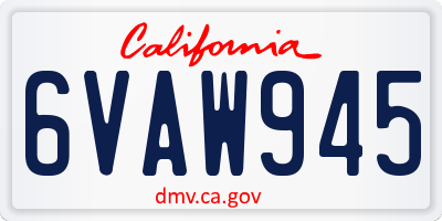 CA license plate 6VAW945