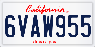 CA license plate 6VAW955