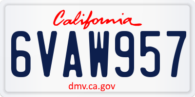 CA license plate 6VAW957
