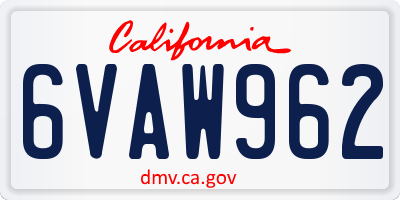 CA license plate 6VAW962