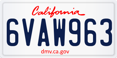 CA license plate 6VAW963