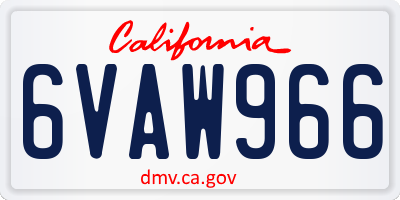 CA license plate 6VAW966