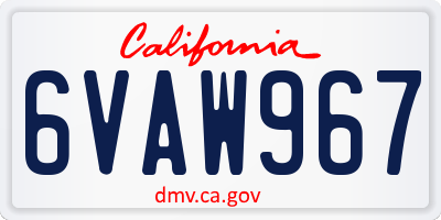 CA license plate 6VAW967