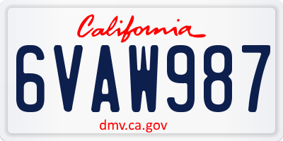 CA license plate 6VAW987