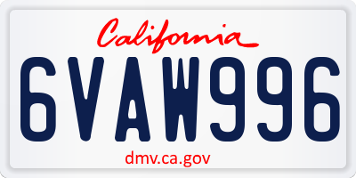 CA license plate 6VAW996