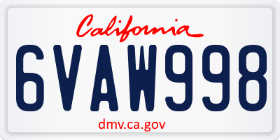 CA license plate 6VAW998