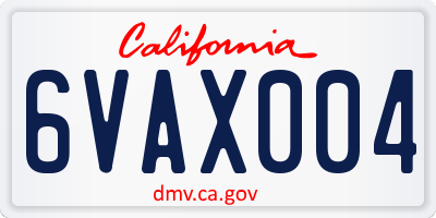 CA license plate 6VAX004